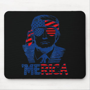 Trump Happy 4th Of July Trump American Flag  Mouse Pad