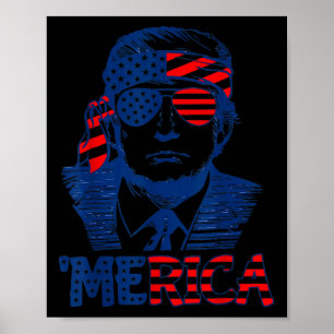 Trump Happy 4th Of July Trump American Flag  Poster