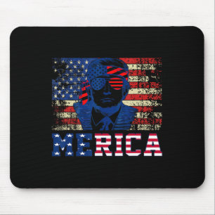Trump Happy Fourth 4th Of July Trump American Flag Mouse Pad