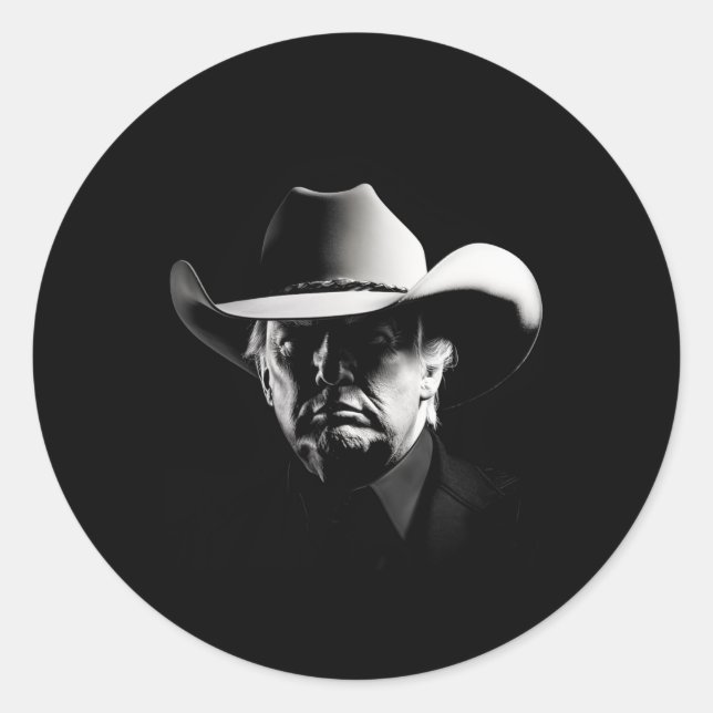 Trump Head Cowboy Usa 2024 Vote Election Us Maga  Classic Round Sticker (Front)