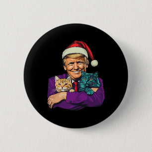 Trump Holding Cats Merry Christmas Festive Funny 6 Cm Round Badge