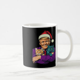 Trump Holding Cats Merry Christmas Festive Funny Coffee Mug