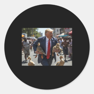 Trump Holding Duck And Cat Vote Trump Pets For Tru Classic Round Sticker