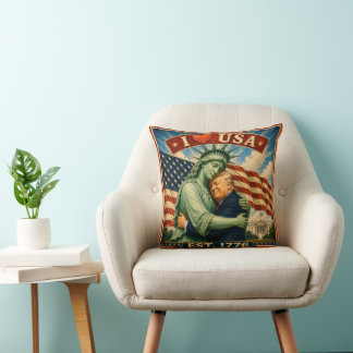 Trump Holds Statue of Liberty USA 250 Years Pride Cushion