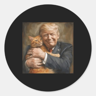 Trump Hugging An Orange Cat 2024 Classic Round Sticker