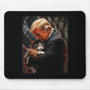 Trump Hugging An Orange Cat 2024 Make Cats Safe Mouse Pad