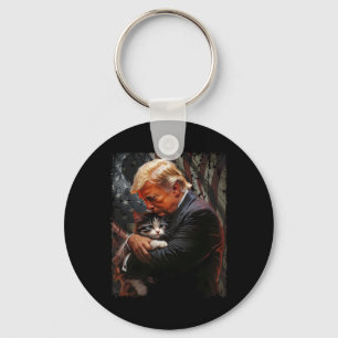 Trump Hugging An Orange Cat 2025 Make Cats Safe Ag Key Ring