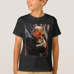 Trump Hugging An Orange Cat 2025 Make Cats Safe Ag T-Shirt
