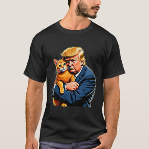 Trump Hugging Orange Cat Funny 2024 Election Meme  T-Shirt