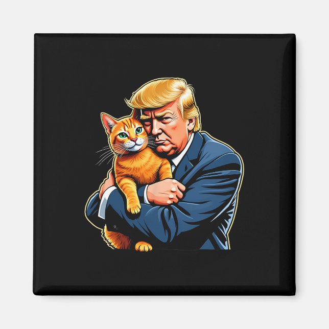 Trump Hugging Orange Cat Funny 2025 Election Meme  Magnet (Front)