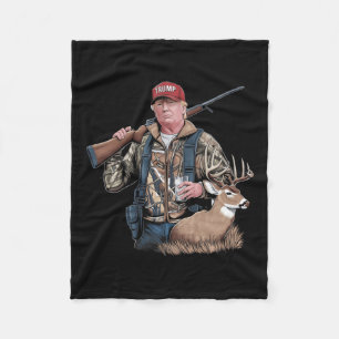 Trump Hunting Deer (front And Back) Make Hunting G Fleece Blanket
