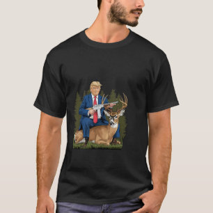 Trump Hunting Deer Funny Beer Drinking Beer  T-Shirt