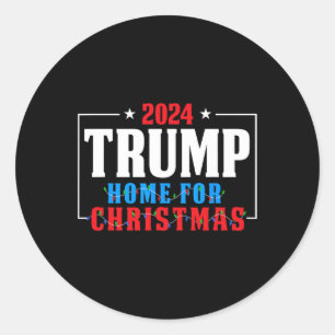 Trump I’ll Be Home For Christmas Lights Xmas Pajam Classic Round Sticker
