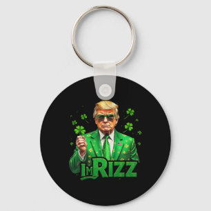 Trump I'm Rizz St Patrick's Day Lucky Shamrock Ire Key Ring
