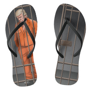 Trump in Jail Adult Flip Flops (Slim Straps) 