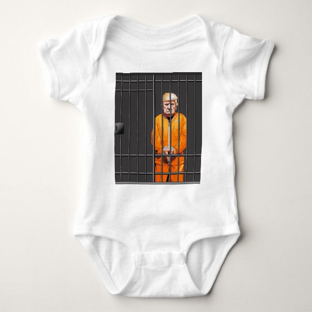 Trump in Jail Baby Jersey Bodysuit  (Front)