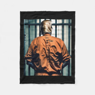 Trump In Jail Orange Jumpsuit Hand Cuffed Guilty Fleece Blanket
