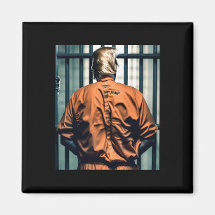 Trump In Jail Orange Jumpsuit Hand Cuffed Guilty Magnet