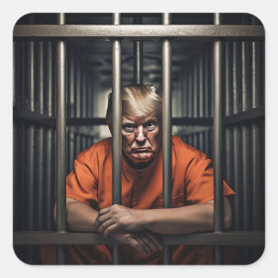 Trump in Jail Square Sticker