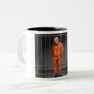 Trump in Jail Two-Tone Mug, 11 oz Coffee Mug