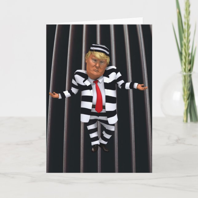 Trump in Prison Wear Greeting Card (Front)
