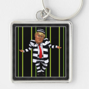 Trump in Prison Wear Keychain