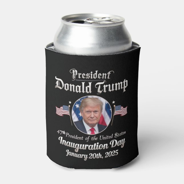 Trump Inauguration Day 2025 47th USA President Can Cooler (Can Front)