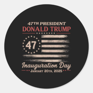 Trump Inauguration Day 2025 Crewneck Sweater Men W Classic Round Sticker