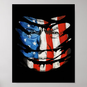 Trump Is A National Hero Us Tear Flag Face Trump ( Poster