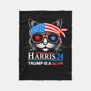 Trump Is A Scab Vote Harris Vheimer Cat Lady Fleece Blanket