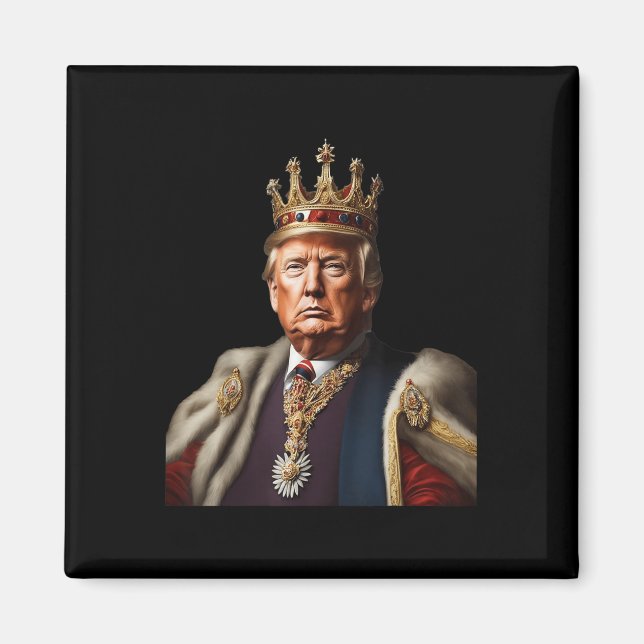 Trump Is King Long Live The King American Flag Pat Magnet (Front)