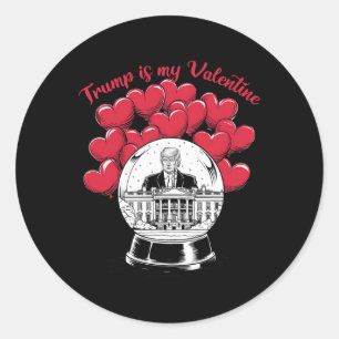 Trump Is My Valentine Funny Trump Coquette Bow Hea Classic Round Sticker