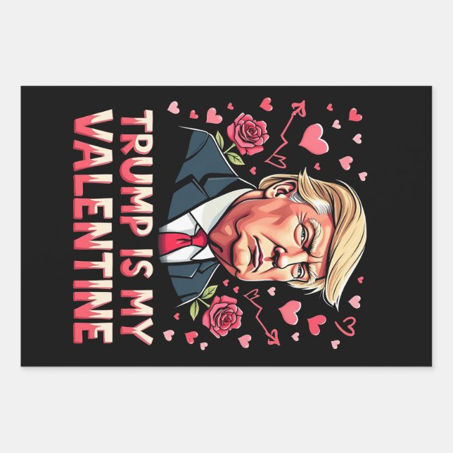 Trump Is My Valentine Maga inauguration Day 2025 Wrapping Paper Sheet (Front)