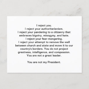 Trump Is Not My President Postcard