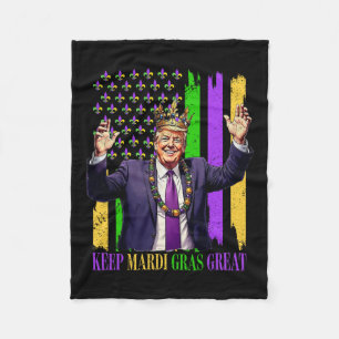 Trump Keep Mardi Gras Great Fleece Blanket