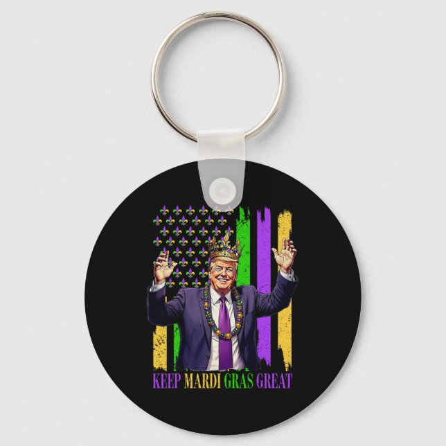 Trump Keep Mardi Gras Great  Key Ring (Front)