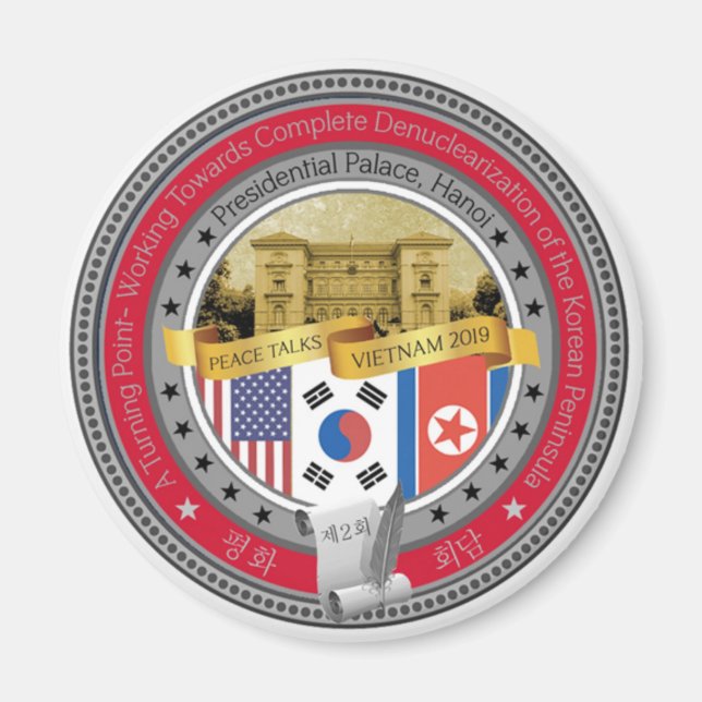 Trump Kim 2 Peace Summit. Magnet (Front)