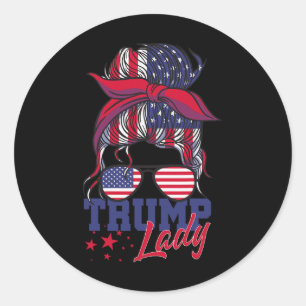 Trump Lady Inauguration Day 2025 Messy Bun America Classic Round Sticker