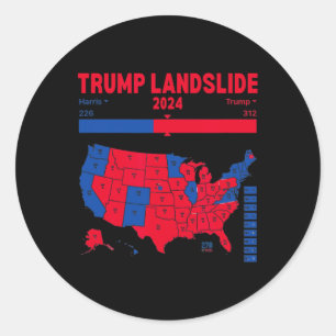 Trump Landslide 2024 Electoral Map 312 Winning Map Classic Round Sticker