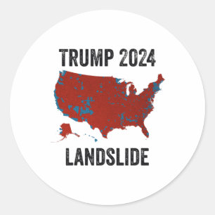 Trump Landslide Election Map 2024 Funny Pro Trump  Classic Round Sticker