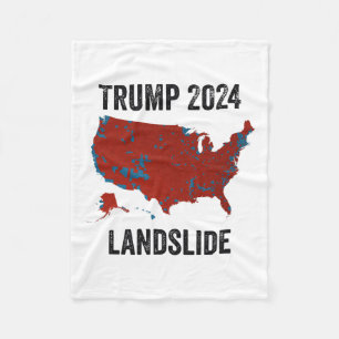 Trump Landslide Election Map 2024 Funny Pro Trump Fleece Blanket