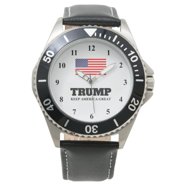 Trump leather strap watch Keep America Great (Front)