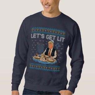 Trump Let's Get Lit Ugly Hanukkah Sweater Chanukah