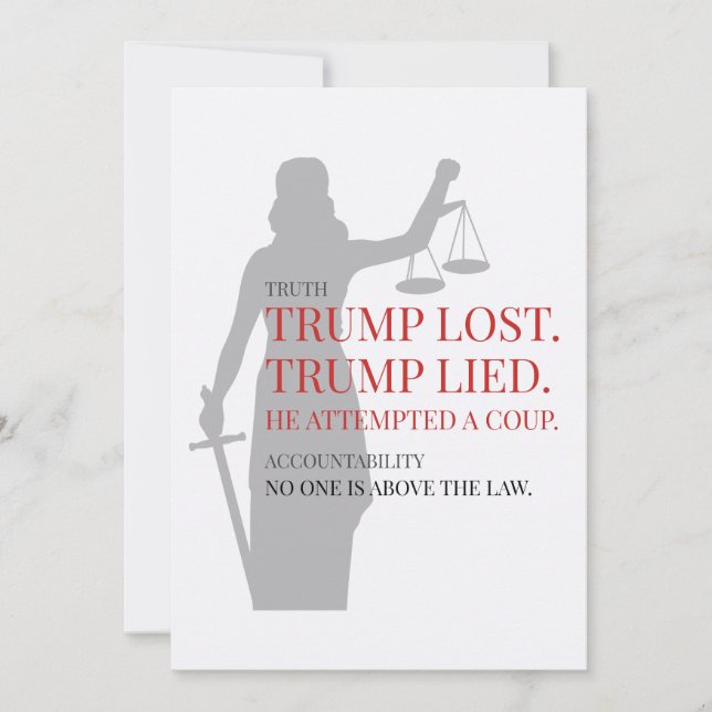 Trump Lost Lied No One Above the Law Invitation (Front)