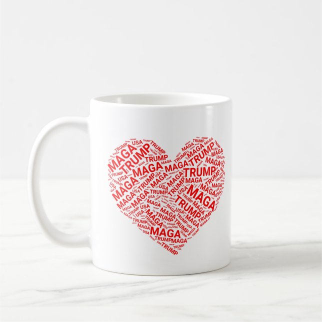 Trump Love Heart Word Cloud Art Coffee Mug (Left)
