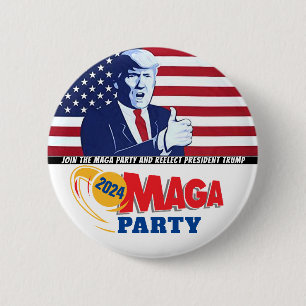 Trump MAGA Party 2024 6 Cm Round Badge