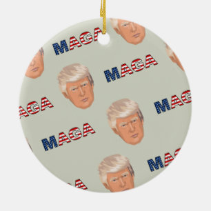 Trump MAGA Pattern Ceramic Tree Decoration