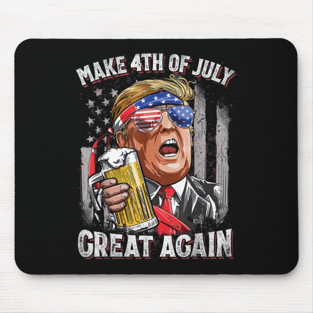 Trump Make 4th Of July Great Again Men Drinking Be Mouse Pad (Front)