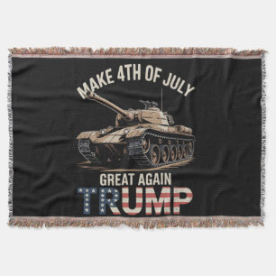Trump Make 4th of July Great Again with Military Throw Blanket