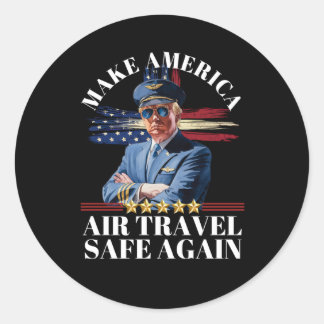 Trump Make America Air Travel Great Again 1  Classic Round Sticker